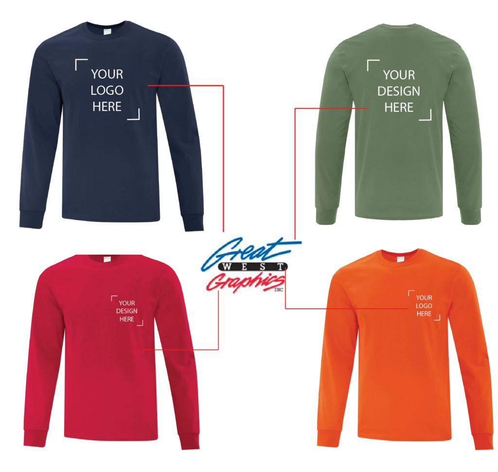 Custom long sleeve t-shirts printing. Logo on a long sleeve.