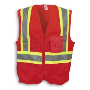 Orange 100% Polyester Zipper Safety Vest BK 205 ZIP